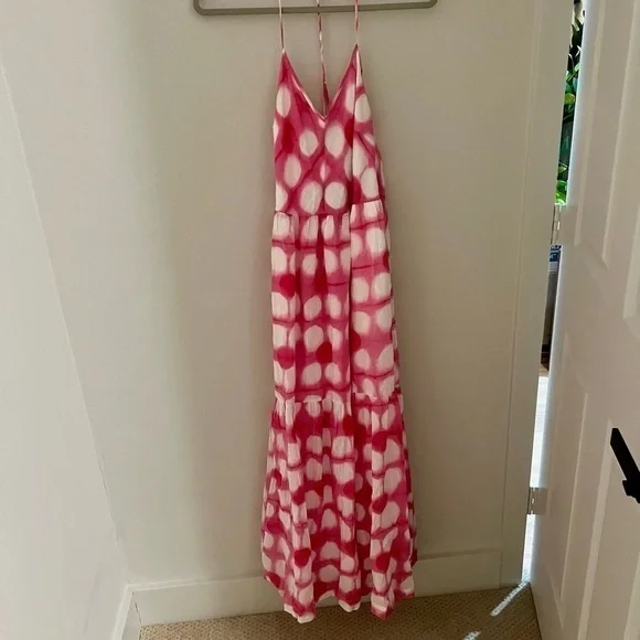 NWT Anthropologie Maeve Geneva Women maxi dress pink and white - Picture 6 of 6